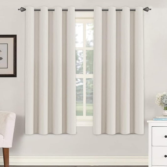 H.VERSAILTEX Room Darkening Curtains for Living Room Light Reducing Thermal Insulated Window Treatment Panels/Drapes Grommet Top 2 Panels (Ivory - 52 x 63 Inches)-HomvellaHome