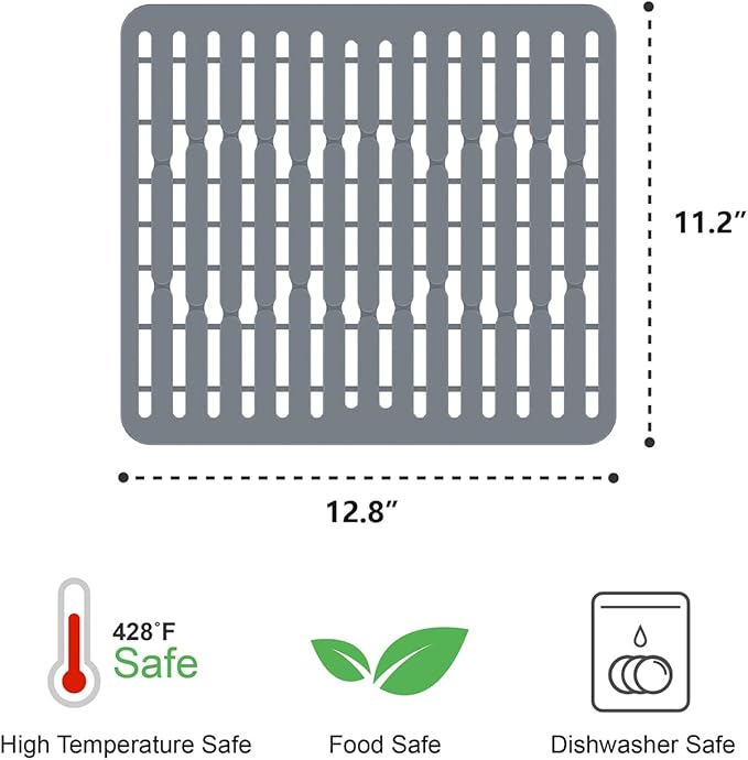 GSlife Expandable Sink Dish Drying Rack - Stainless Steel Capacity Adjustable Over The Sink Dish Rack (13.4''-20.4'') with Sink Mat and Utensil Holder, Silver-HomvellaHome