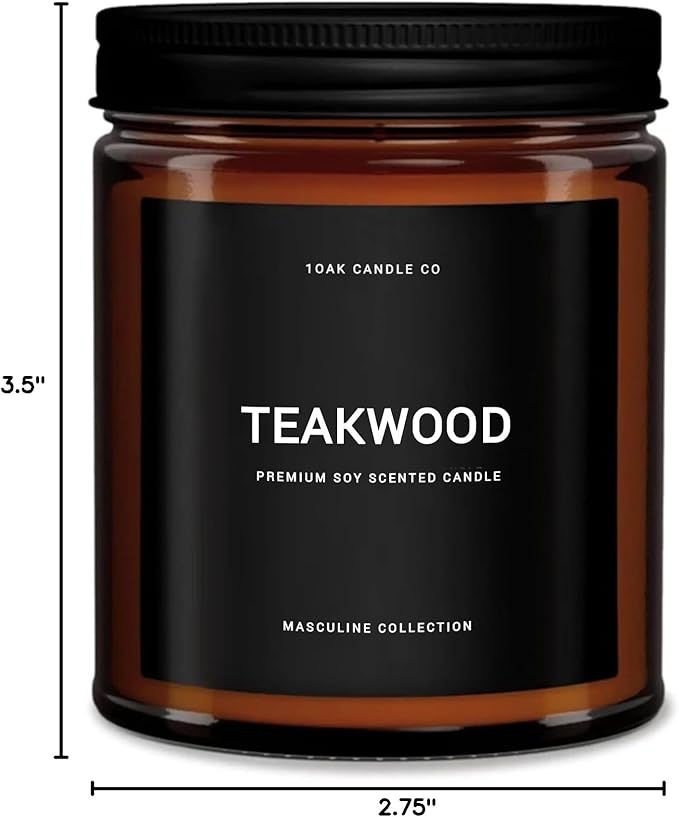 1OAK Scented Candles for Men - Teakwood & Masculine - Soy Wax, Long Burning Premium-HomvellaHome