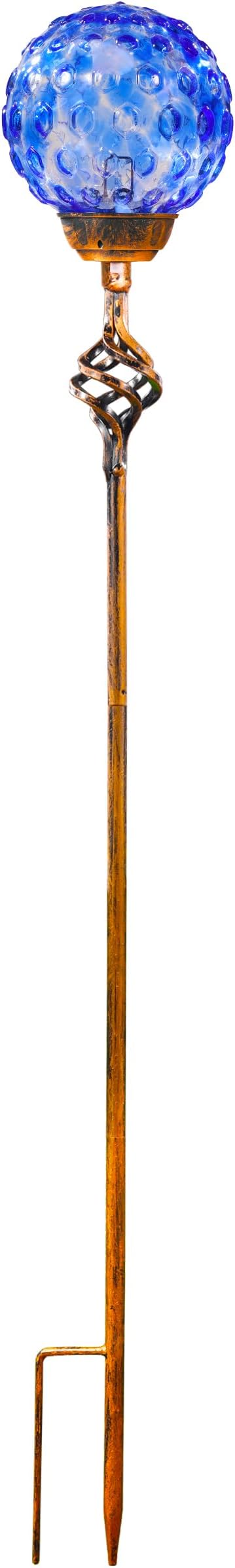 Garden Solar Lights, Decorative LED Honeycomb Glass Ball Garden Stake, Glass and Metal Outdoor Decoration, 4 x 31 Inch (Dark Blue)-HomvellaHome