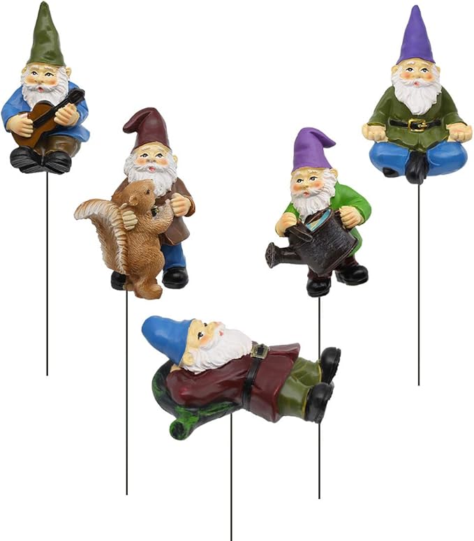 Garden Miniature Gnomes Set of 5PCS,Happy Life Gift for Outdoor Fairy Garden Yard Lawn Décor-HomvellaHome