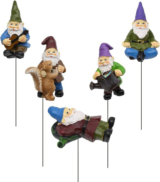 Garden Miniature Gnomes Set of 5PCS,Happy Life Gift for Outdoor Fairy Garden Yard Lawn Décor-HomvellaHome