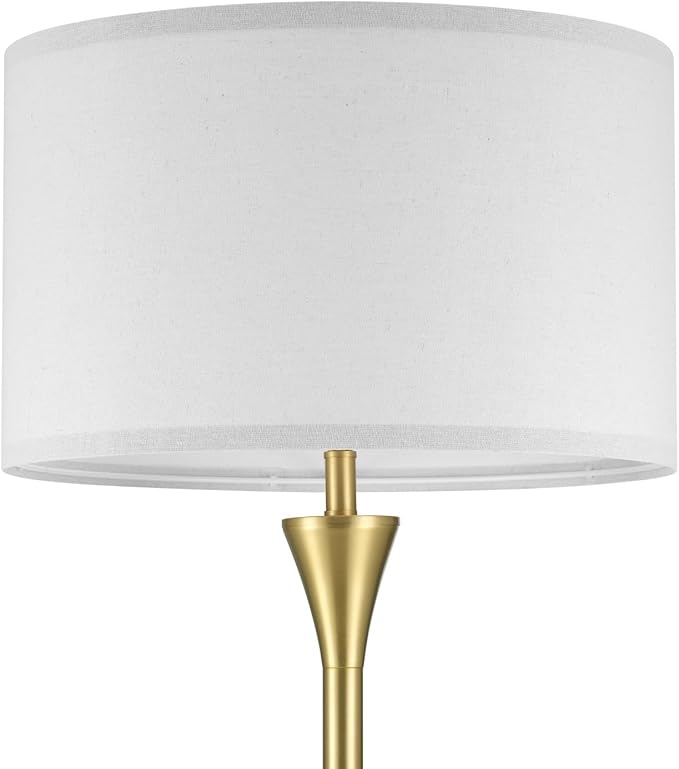 GLOBE Electric 61000150 60" Floor Lamp, Antique Brass Finish, Beige Fabric Shade, Mid-Century Modern Standing Lamp, E26 Base, Sustainable Design for Living Rooms and Bedrooms-HomvellaHome
