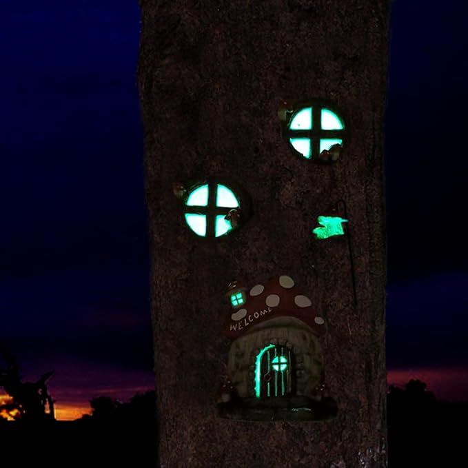 Garden Fairy Decor for Outside Wall Tree Decoration Fairy Door and Window Accessories, Butterfly Mushroom Leaves Fairy House Kit, Fairy Garden Decor, Fairy Garden Decor, Fairy Garden Decorations-HomvellaHome