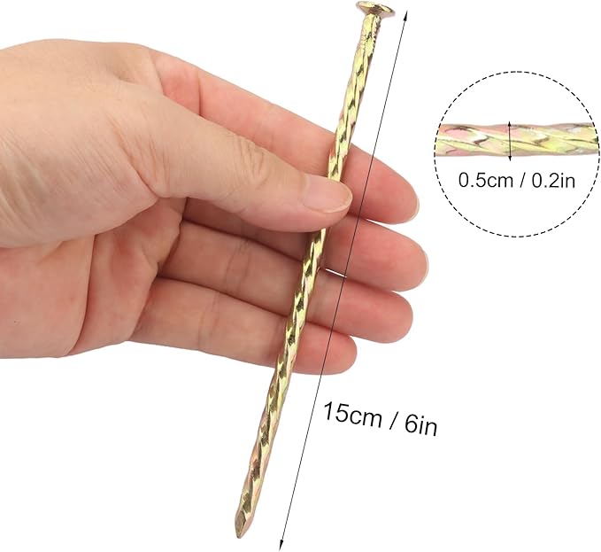100 PCS 6 Inch Spiral Metal Galvanized Landscape Spikes, Galvanized Non-Rust Metal Garden Stakes, Garden Nails for Artificial Turf, Weed Barrier, Tent, Carpentry and More, by GENHAKON.-HomvellaHome