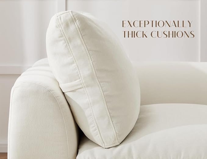 110" Cloud Sectional Couches for Living Room, Convertible L-Shape Couch with Ottoman, 3 Seater Modular Sectional Sofa, Warm White-HomvellaHome