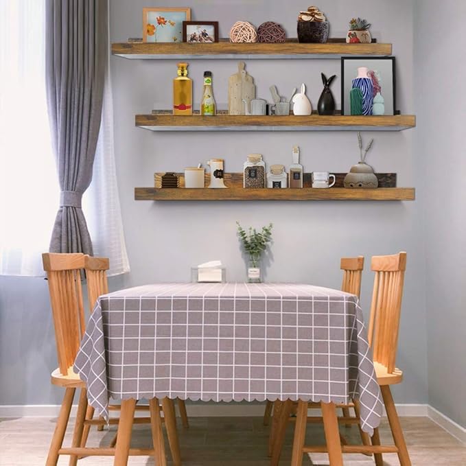 Giftgarden 36 Inch Large Floating Shelves for Wall Set of 3, Rustic Picture Ledge Wall Shelf for Bedroom Kitchen Bathroom Living Room Nursery Display, 3 Different Sizes-HomvellaHome