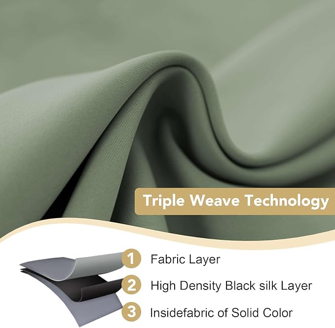 H.VERSAILTEX Room Darkening Curtains for Living Room Light Reducing Thermal Insulated Window Treatment Panels/Drapes Grommet Top 2 Panels Green Bay - 52 x 84 Inches-HomvellaHome