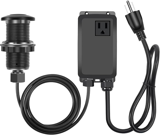 Garbage Disposal Air Switch Kit, Garbage Disposal Button, Sink Top Waste Disposer On/Off Switch, Matte Black (Stainless Steel Cover), UL Listed Air Switch Compatible with All Garbage Disposals-HomvellaHome