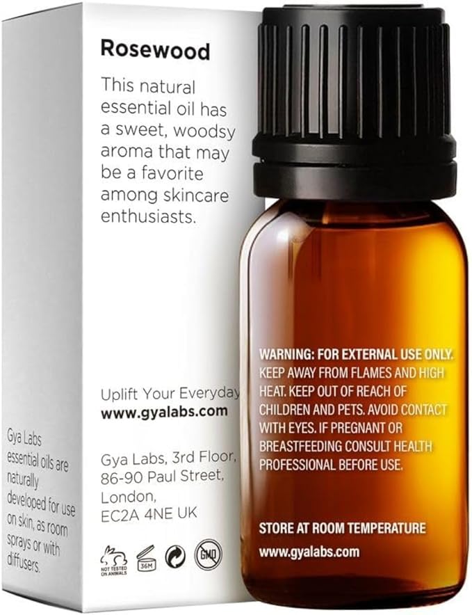 Gya Labs Rosewood Essential Oil for Skin - 0.34 Fl Oz - 100% Pure Natural Rosewood Oil for Diffuser & Aromatherapy, Massage, Candle Making Scent-HomvellaHome