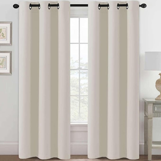 H.VERSAILTEX Blackout Curtains for Bedroom Thermal Insulated Room Darkening Living Room Curtains 84 Inch Long Grommet Privacy Protection Window Curtain Panels/Drapes for Nursery, 2 Panels, Fog-HomvellaHome
