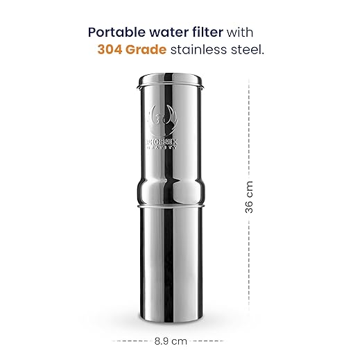0.26 Gallon 304 Grade Stainless Steel Gravity Water Filter with 1 NSF Certified Smart Carbon Filter, Enjoy Potable Water While Camping, RVing, Off-Grid, Emergencies, Every Day at Home-HomvellaHome