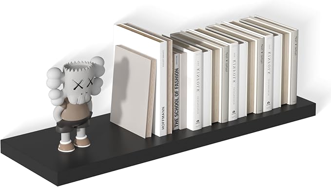 12 Inch Deep Floating Shelves for Wall 1 Pack Floating Shelves Large Storage Space Wall Mount Shelf for Living Room Kitchen Bathroom 36" W x 12" D x 1.2" H Black-HomvellaHome