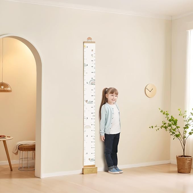 Growth Chart for Wall 7 Ft Height Chart with Keepsake Box & Hook Waterproof Canvas Measure Wall Ruler Removable Neutral Nursery Wall Decor for Baby Kids Toddlers-HomvellaHome