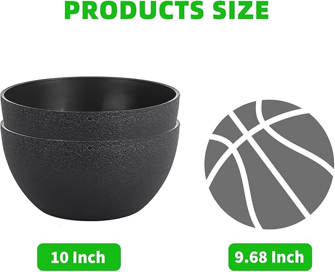 10 inch Hanging Planters for Indoor Plants, 2 Pack Planters for Outdoor Plants with Drainage Holes and Chain, Round Plastic Hanging Baskets, Hanging Flower Pots for Balcony Garden Decor-Black-HomvellaHome