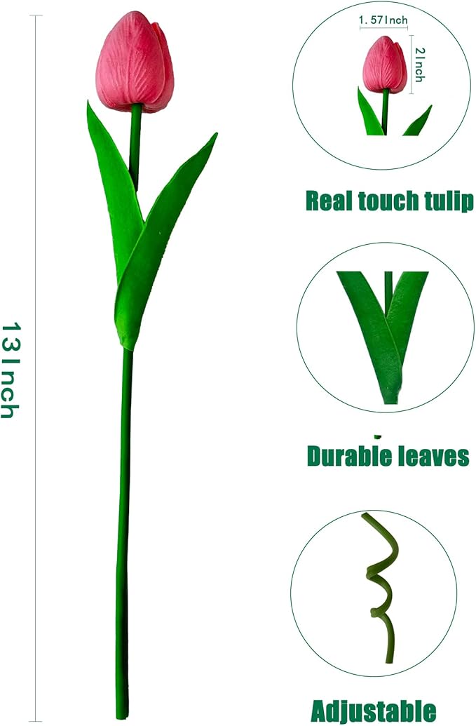 15 Pcs Artificial Tulip PU Fake Flower Realistic Touch Spring Summer Fake Flowers for Home Decor Outdoor Garden Parties and Wedding-HomvellaHome