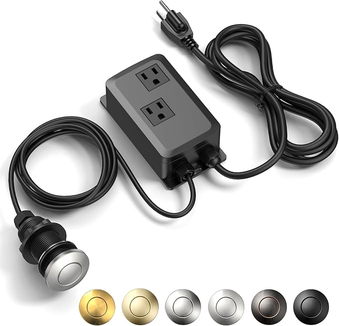 Garbage Disposal Air Switch Kit -Professional- Dual Outlet, Sink Top Waste Disposer On/Off, Garbage Disposal Button, UL Listed-HomvellaHome