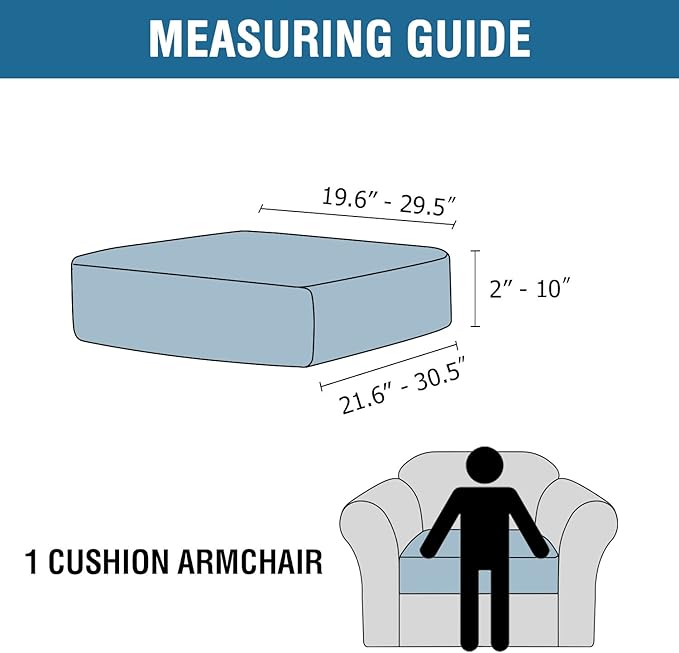 H.VERSAILTEX Velvet Stretch Couch Cushion Cover Plush Cushion Slipcover for Chair Cushion Furniture Protector Seat Cushion Sofa Cover (1 Piece Armchair Cushion Covers, Ivory)-HomvellaHome