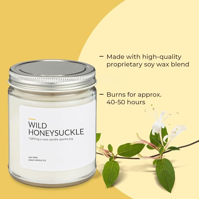 1OAK Soy Wax Scented Candles (Wild Honeysuckle) - Long Burning Premium Hand-Poured (7oz.)-HomvellaHome