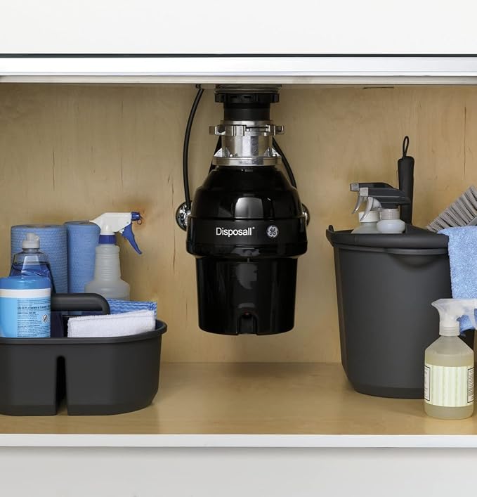 GE Disposall Batch Feed 3/4 Horsepower Motor Garbage Disposer, Good for Grinding: Vegetable Peels & Small Bones, Easy Install Kit, Non-Corded, Recommended for 2-4 Person Homes, GFB760N-HomvellaHome