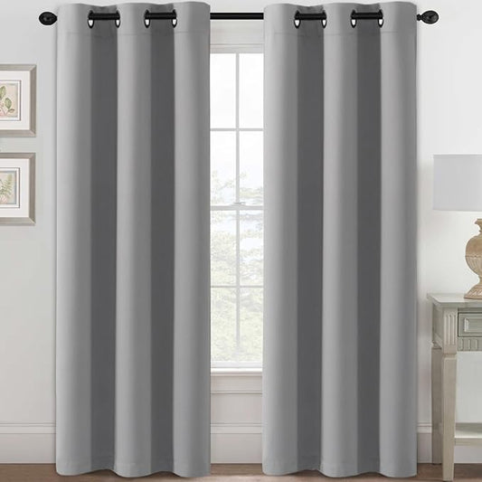 H.VERSAILTEX Blackout Curtains for Bedroom Thermal Insulated Room Darkening Living Room Curtains 84 Inch Long Grommet Privacy Protection Window Curtain Panels/Drapes for Nursery, 2 Panels, Dove Grey-HomvellaHome