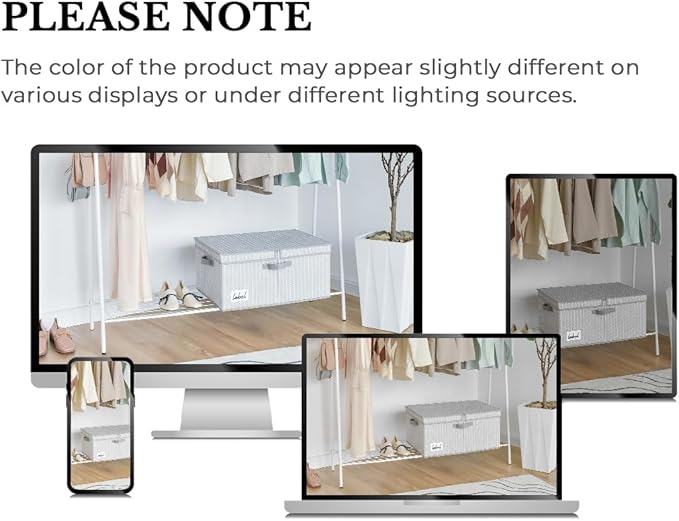 GRANNY SAYS Closet Storage Bins with lids, Fabric Storage Box with Lid, Clothes Bins Storage for Closet, Shelf Baskets for Living Room Wardrobe Shelves, Jumbo, Gray/White, 1-Pack-HomvellaHome