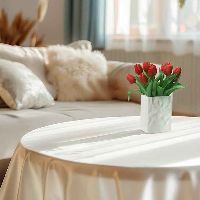 15pcs Artificial Tulips Flowers, Fake Tulips Real Touch, Faux Latex Bouquets, for Party Wedding Home Room Decoration (Red)-HomvellaHome