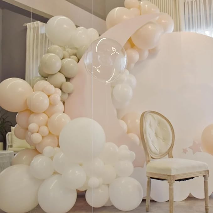 130pcs Ivory White Balloons Different Sizes 18" 12" 10" 5" Party Latex Balloons for Birthday Baby Shower Graduation Wedding Gender Reveal Anniversary Party Decorations-HomvellaHome