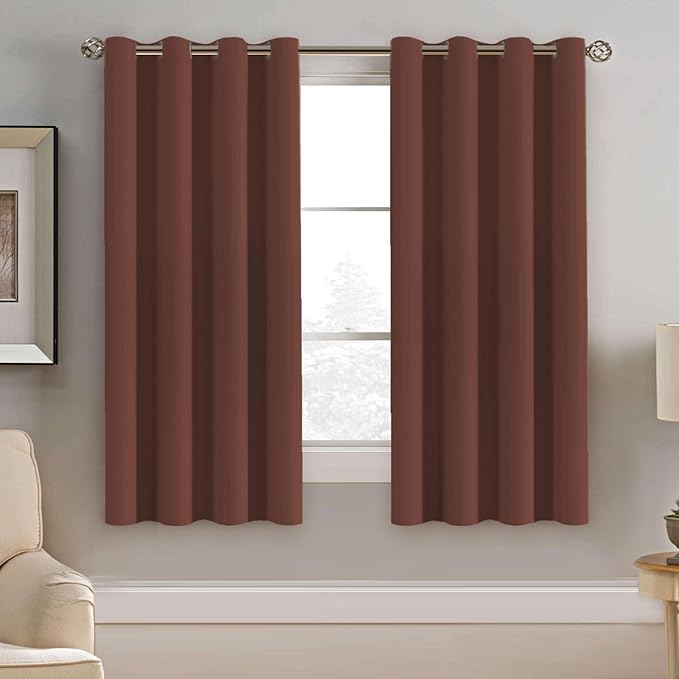 H.VERSAILTEX Blackout Window Curtain Panels Thermal Insulated Room Darkening Solid Grommet Curtains/Drapes for Bedroom Privacy Protection (Set of 2 Panels,52 by 63 Inch Long, Rust)-HomvellaHome