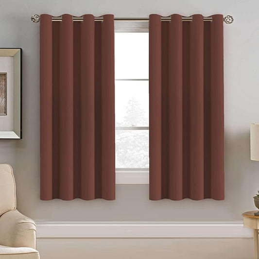 H.VERSAILTEX Blackout Window Curtain Panels Thermal Insulated Room Darkening Solid Grommet Curtains/Drapes for Bedroom Privacy Protection (Set of 2 Panels,52 by 63 Inch Long, Rust)-HomvellaHome
