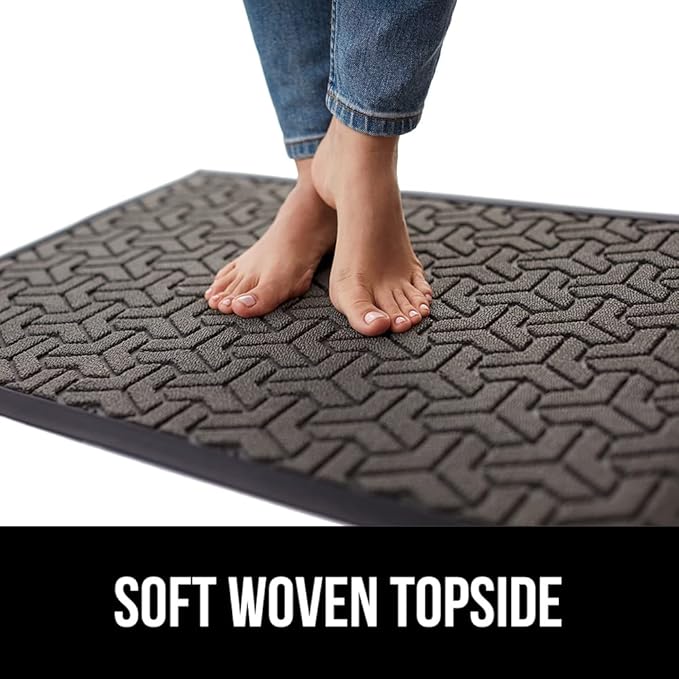 GORILLA GRIP 100% Waterproof All-Season WeatherMax Doormat, 72x24, US Designed Natural Rubber, Stain and Fade Resistant, Low Profile Indoor Outdoor Door Mats, Easy Clean Patio Mat, Slate Geometric-HomvellaHome