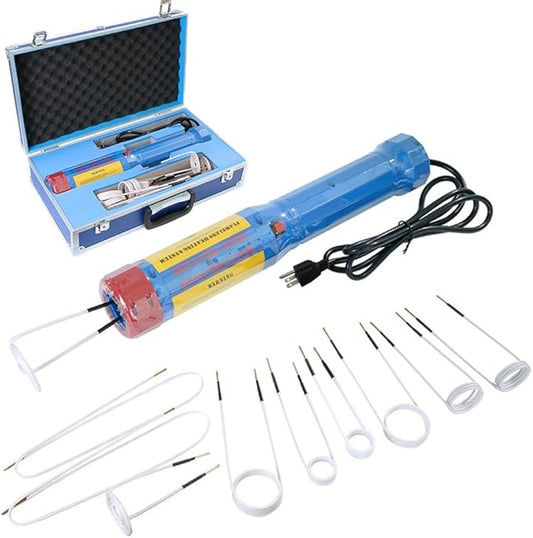 Generic Magnetic Induction Heater, Flameless Bolt Removal Tool, Handhled Induction Heater Kit with 8 Coils & 2 Copper Wires, 1100W Rusty Bolt Removing Tool (Upgraded Rotary Type), Blue-HomvellaHome