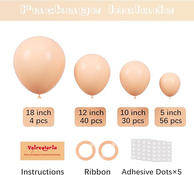 130pcs Pastel Orange Balloons Different Sizes 18" 12" 10" 5" Peach Latex Balloon Garland Arch Kit for Birthday Baby Shower Graduation Wedding Gender Reveal Party Decorations-HomvellaHome