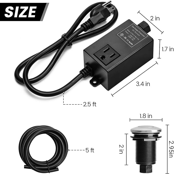 Garbage Disposal Air Switch Kit for SinkTop Waste Disposal with Stainless Steel Brushed Nickel Short Air Button by briidea-HomvellaHome