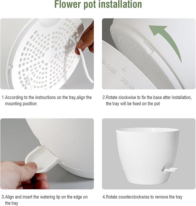 12/10/9 inch Large Self Watering Pots, Plant Pots with Mesh Drainage Holes for Indoor Outdoor Garden Plants, Flower Pots with Removable Deep Reservoir, Set of 3 Plastic Planters, White-HomvellaHome