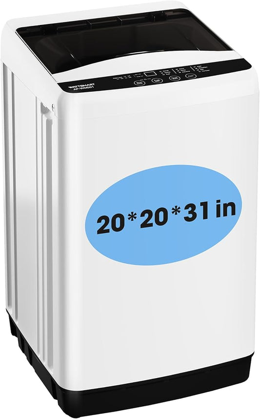 1.0 Cu.ft Portable Washing Machine for Home & Apartment, Full-Automatic Clothes Washer with 6 Water Level & 10 Wash Cycles, Drain Hose Included, White-HomvellaHome