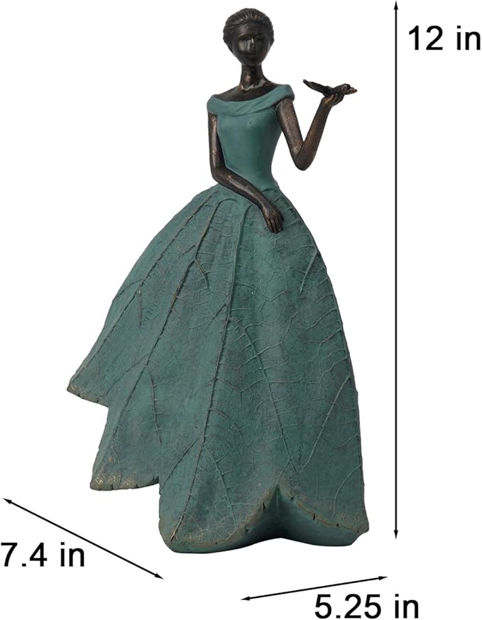 Guichifun Fairy Statue Collection Home Decoration - Leaf Angel Girls with Dragonfly Resin Home Decor for Outside or Inside Rustic Garden Outdoor Yard Decorations Figurines Gift 7.4 x 5.25 x 12 Inch-HomvellaHome