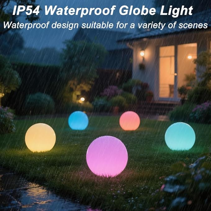 10-in Solar Globe Light, Solar Garden Ball Light Outdoor w/Remote, 16 RGB Color 4 Modes Glowing Ball, Waterproof Smart Light Sensor Control Outdoor Orb Lamp w/Ground Stake for Pathway Patio Yard Party-HomvellaHome
