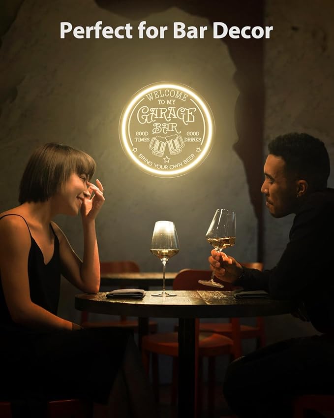 Garage Bar LED Neon Sign for Wall Art Decor, Dimmable Garage Light Up Sign for Man Dad Gifts, Neon Lights Bar Signs for Home Bar Pub Man Cave Bistro Birthday Camping Party-HomvellaHome