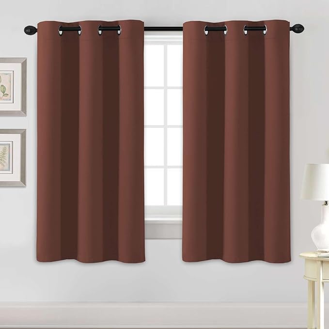 H.VERSAILTEX Blackout Curtains for Bedroom Thermal Insulated Room Darkening Living Room Curtains 63 Inch Long Grommet Privacy Protection Window Curtain Panels/Drapes for Nursery, 2 Panels, Rust-HomvellaHome