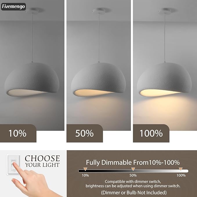 19.7in Wabi Sabi Pendant Lights Kitchen Island Lighting Fixture Ceiling Mount White Modern Japanese Lamp Japandi Chandelier for Dining Living Room Hallway Bedroom Restaurant Hanging Lamp-HomvellaHome