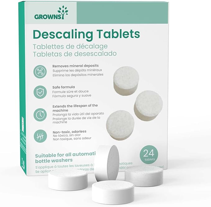 GROWNSY Descaling Tablets Descaler, 24 Descaling Tablets Compatible with Momcozy, Baby Brezza Bottle Washer, Effective for Bottle Washer, Warmer, Sterilizer, Formula Maker-HomvellaHome