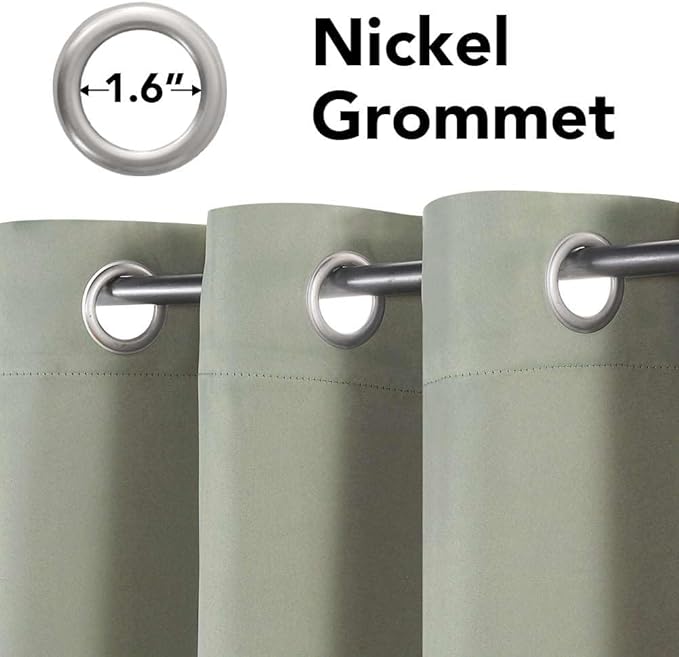 H.VERSAILTEX Bedroom Curtains Blackout Thermal Insulated Room Darkening Window Treatment Extra Long Curtains/Drapes,Triple Weave Energy Saving Grommet Panels (Set of 2,52 by 108 - Inch,Light Sage)-HomvellaHome
