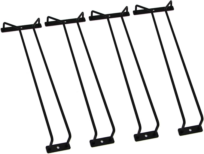 14-Inch Black Wine Glass Rack, Under Cabinet Wine Glass Holder Stainless Steel Stemware Rack - Hanging Stemware Holder for Cabinet Kitchen Bar, Set of 4-HomvellaHome
