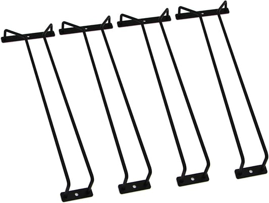 14-Inch Black Wine Glass Rack, Under Cabinet Wine Glass Holder Stainless Steel Stemware Rack - Hanging Stemware Holder for Cabinet Kitchen Bar, Set of 4-HomvellaHome