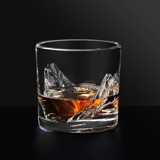 Grand Canyon Heavy Crystal Whiskey Glasses Gift Set of 4, Thick Freezable Bourbon Glass 1lb Each, Premium Whiskey Gifts for Men, Frozen Crystal Chills Cocktails, 10 oz-HomvellaHome