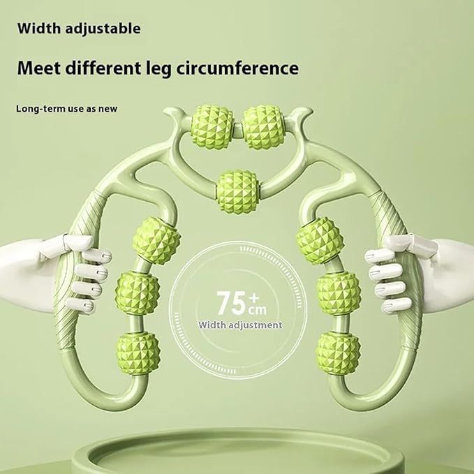 10 Roller Circular Leg Massager with Bonus Massage Stick – Manual Back & Leg Rollers, Relajador de Piernas Set, Circular Leg Clamp Roller for Neck, Arms & Legs (Green)-HomvellaHome