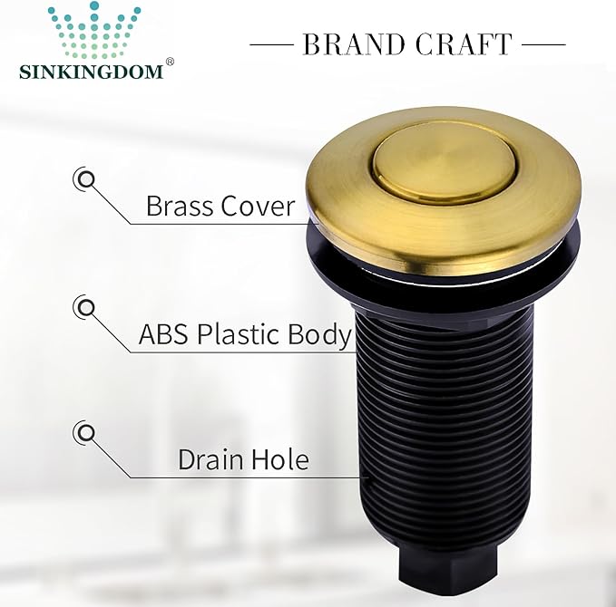 Garbage Disposal SinkTop Air Switch Kit with Long Button,Brass Made Cover,Champagne Bronze-HomvellaHome