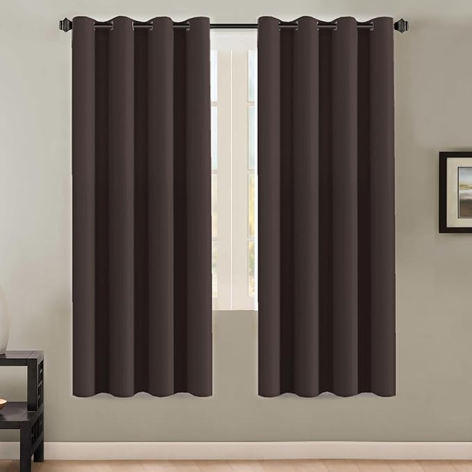H.VERSAILTEX Thermal Insulated Blackout Curtains - Antique Copper Grommet Top Window Drapes - Chocolate Brown - 52" W x 72" L - (Set of 2 Panels)-HomvellaHome