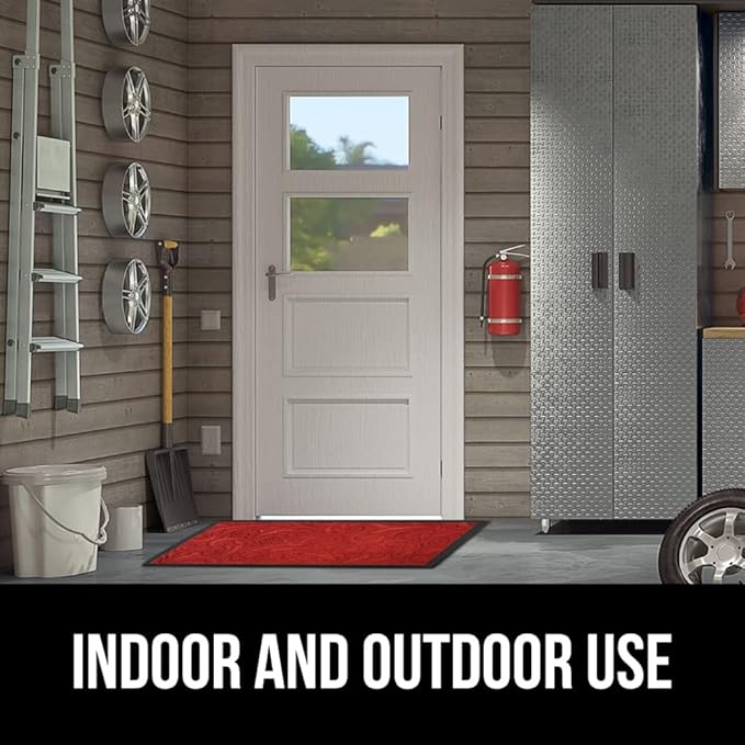 GORILLA GRIP 100% Waterproof All-Season WeatherMax Doormat US Designed Natural Rubber, Stain and Fade Resistant, Low Profile Indoor Outdoor Door Mats, Easy Clean Patio Mat, 17x29, Red Vintage Wine-HomvellaHome